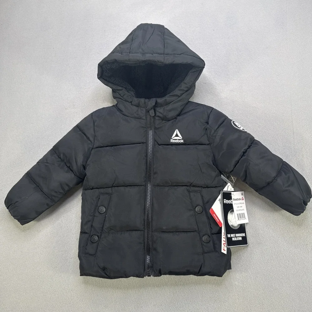 Reebok Toddler Heavyweight Comfortable Puffer Jacket‎ Size 18 Month Black NWT